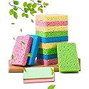 METUUTER 12-Count Kitchen Sponges- Compressed Cellulose Sponges Non-Scratch Natural Dish Sponge for Kitchen Bathroom Cars, Funny Cut-Outs DIY