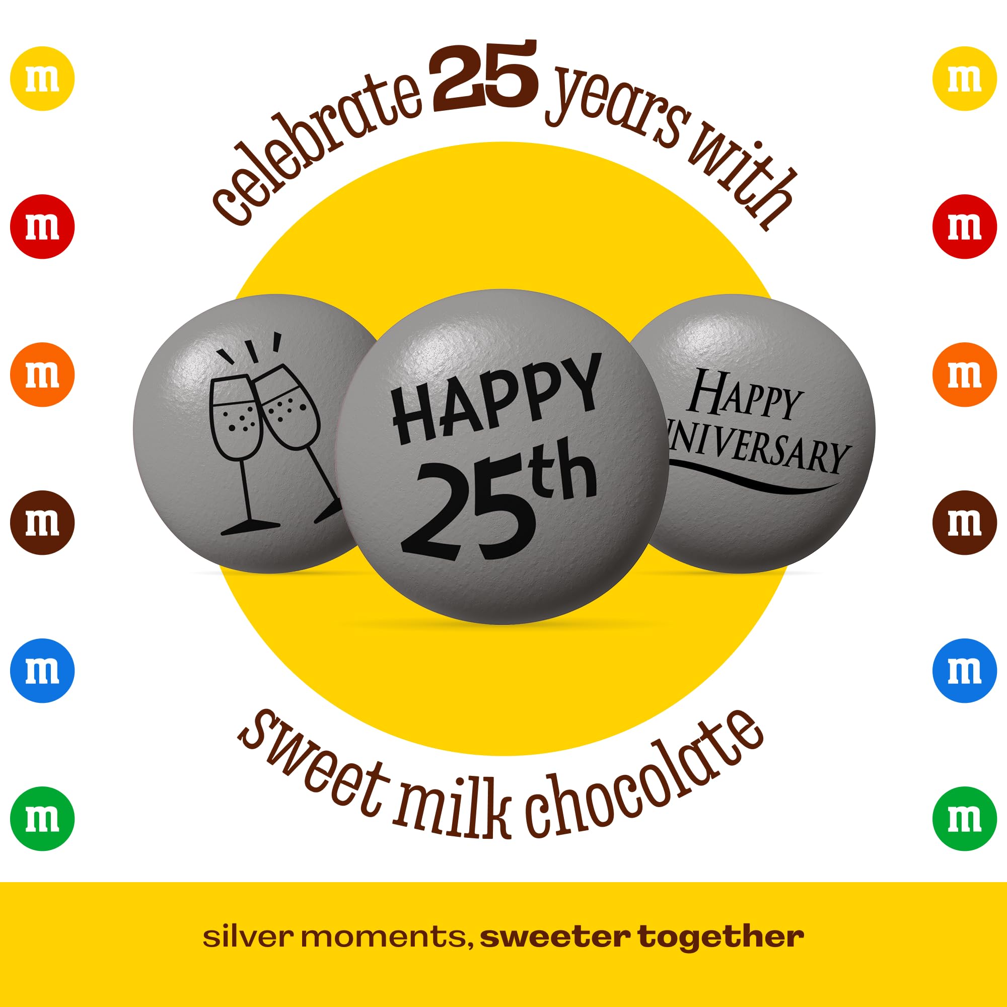 M&M’S WORLD 25th Anniversary Milk Chocolate Candy - 2lbs Anniversary Themed Bulk Candy, Perfect for Silver Anniversary Parties, 25th Anniversary, DIY