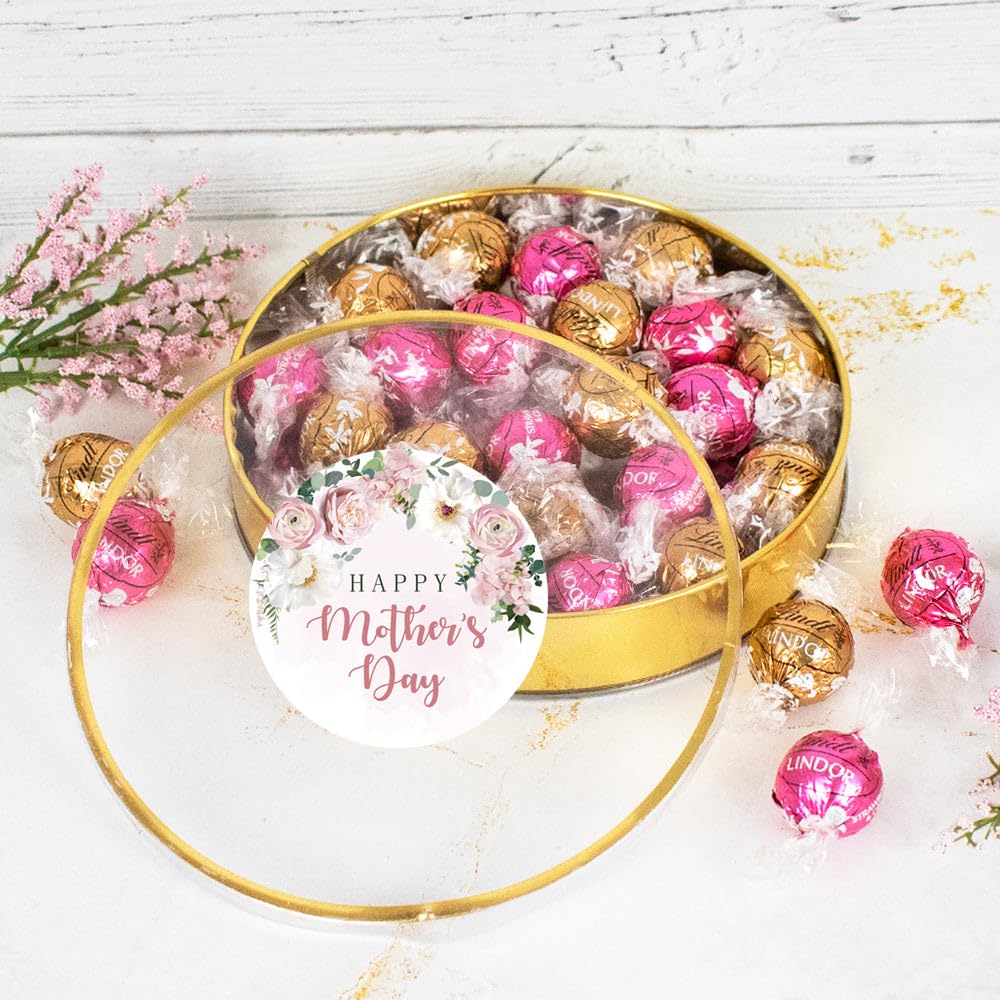 Mother's Day Candy Flowers Gift Tin with Chocolate Truffles By Just Candy