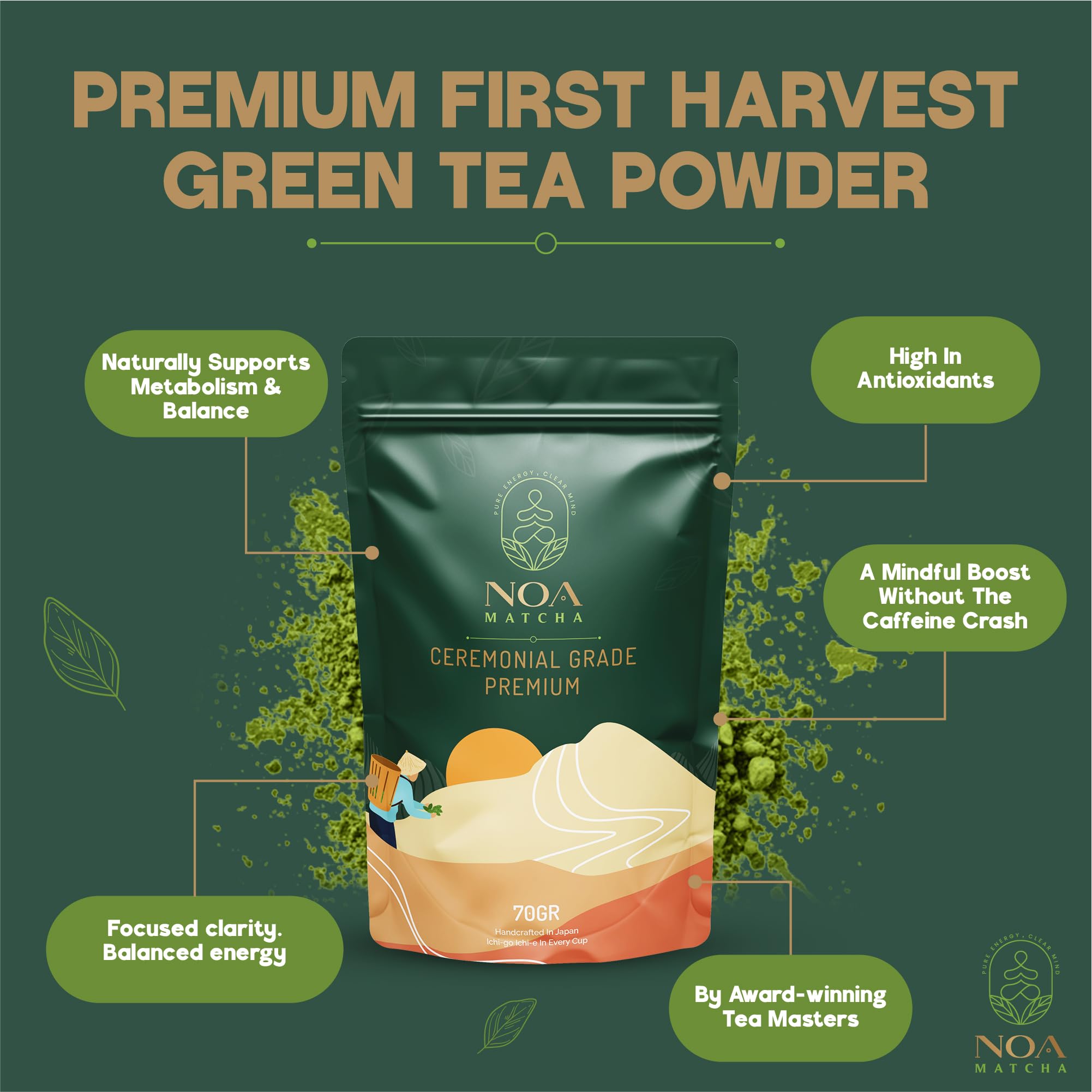 NOA MATCHA JAPAN CEREMONIAL GRADE 70 GR PREMIUM FIRST HARVEST