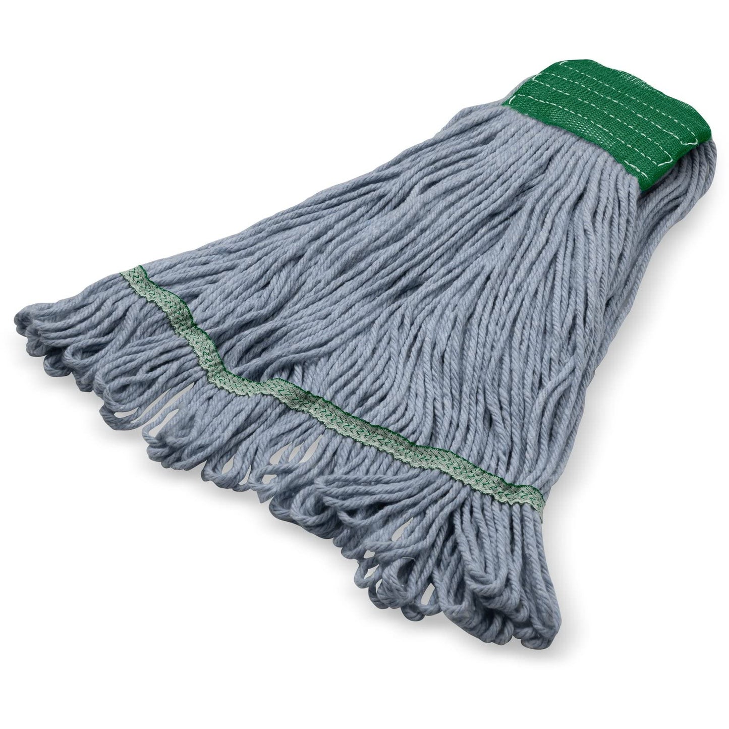 SPARTA 369551B14 Cotton Mop Head, Loop-Ended, 5 Inch Color-Coded Green Headhand for Organized Cleaning, Medium - 36 Inches Long, Blue with Green Band