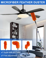 SKGPOLE 26 Foot High Reach Duster Kit with 5-20 ft Telescoping Extension Pole, High Ceiling Duster, Cobweb Duster, Window Squeegee, Feather Duster
