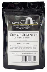 Elmwood Inn Fine Teas, Cup of Serenity Caffeine-Free Herbal Tea, 25 Pyramid Sachet Tea Bags