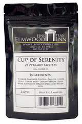Elmwood Inn Fine Teas, Cup of Serenity Caffeine-Free Herbal Tea, 25 Pyramid Sachet Tea Bags