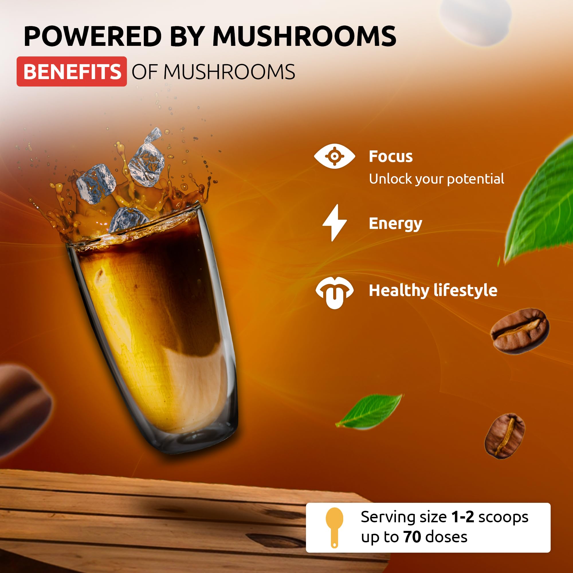 OldSoul Superfood Mushrooms Cappuccino Blend | Arabica Coffee | Approx. 70 Doses | Energy, Focus, Immunity | 14 oz (400 g)