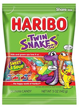 Haribo of America Twin Snakes Gummi Candy, Assorted Sweet and Sour Flavors, 5 Ounce