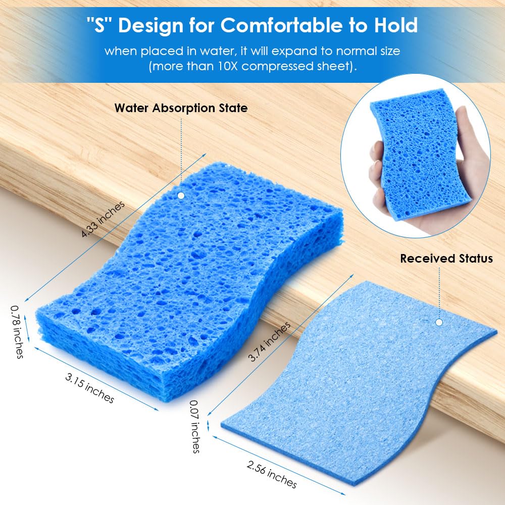 Wsivoiv 8PCS Dish Sponges Kitchen, Premium Blue Dish Washing Kitchen Sponge, Compressed Cleaning Sponges for Cleaning Kitchen and Bathroom, Non