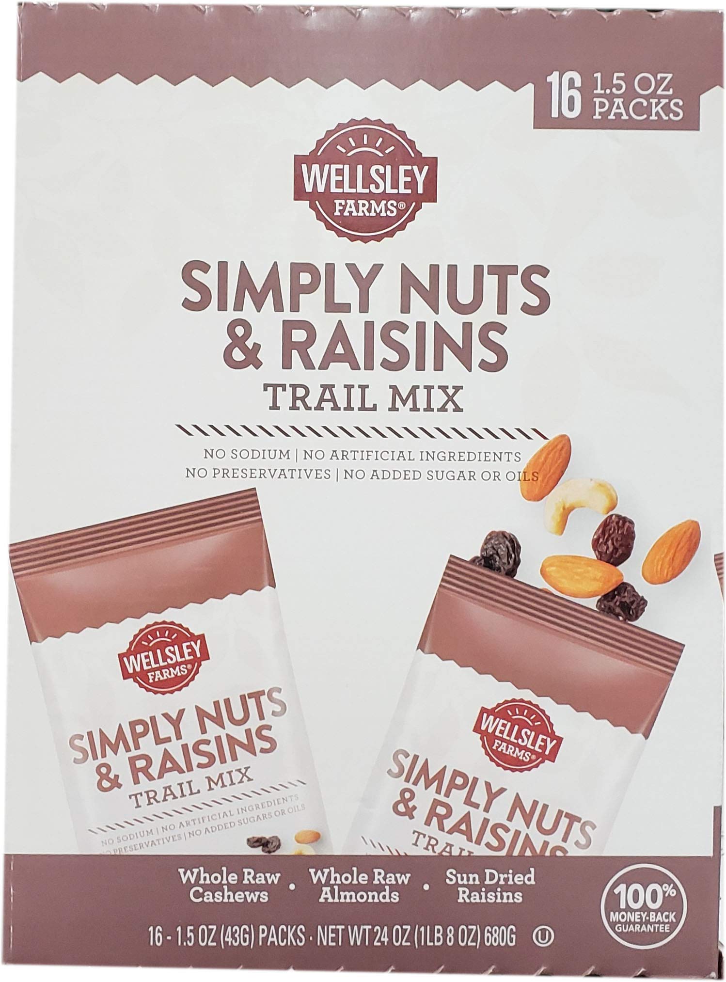 Wellsley Farms Simply Nuts & Raisins Trail Mix, 16 ct./1.5 Oz. 24 Oz ()