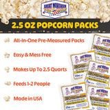 2.5oz Popcorn Machine Popcorn Packets - All-in-One Movie Theater Style Kernels, Salt, and Oil Packs by Great Northern Popcorn (24 Case)