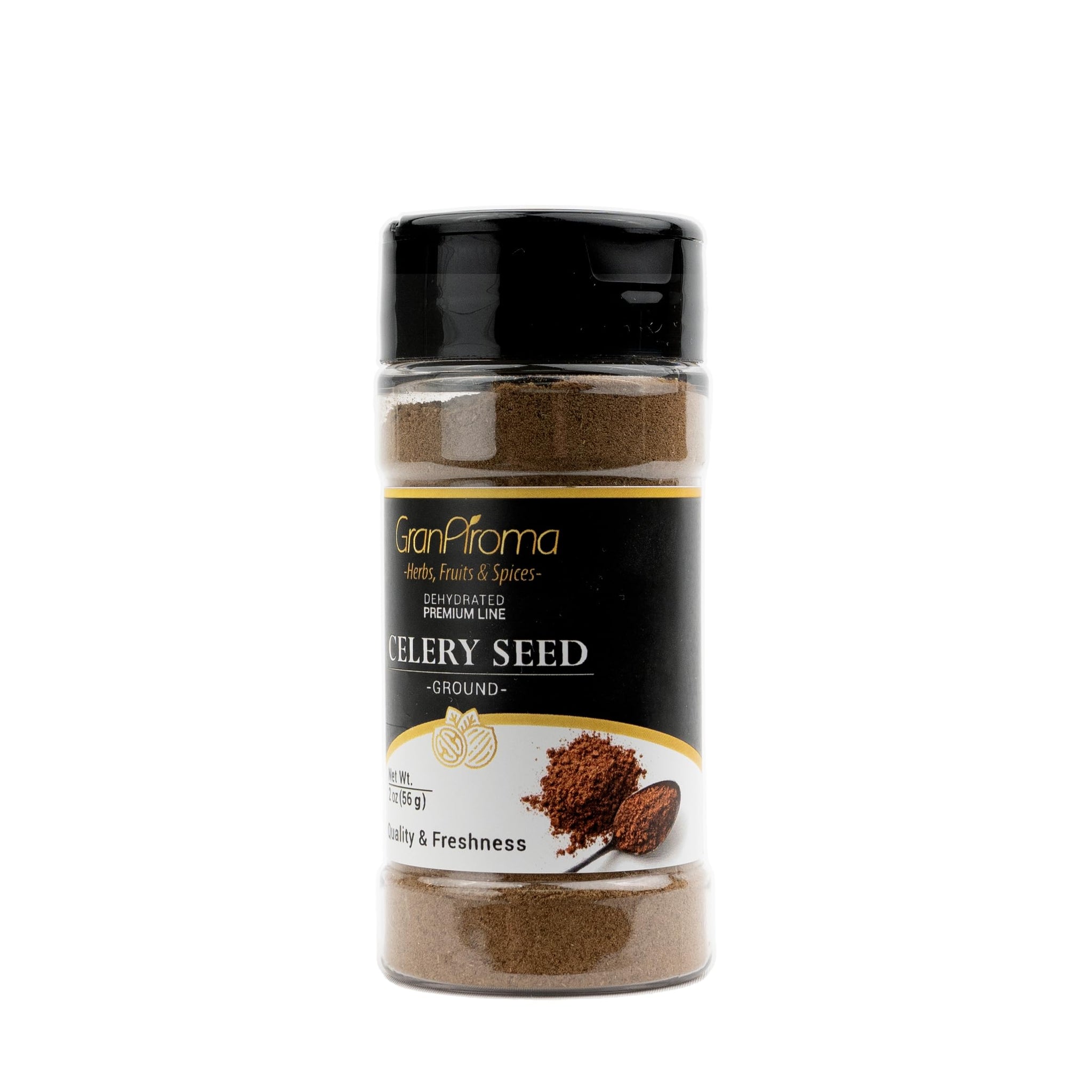 GranAroma Ground Celery Seed, Fresh, Aromatic, Bold, and Flavorful Spice for Cooking & Seasoning (2 Ounce)