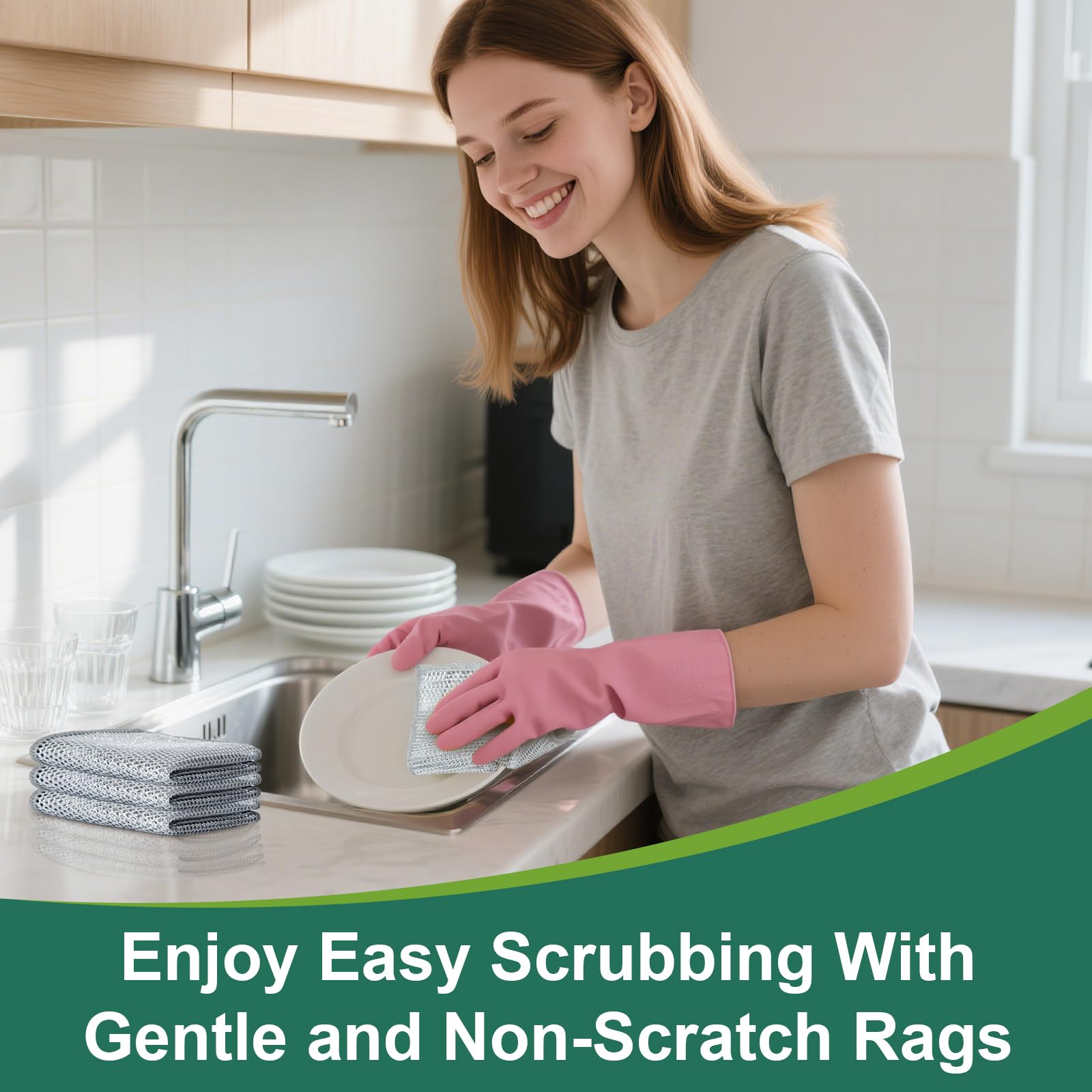 HAUHAUJUS Multipurpose Non Scratch Wire Dishwashing Rags, Cleaning Cloths, 24 Pack