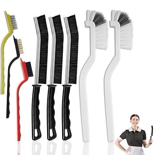 8 Pcs Crevice Cleaning Brush Set - Hard Bristle Cleaning Tools for Grout, Gaps & Narrow Spaces - Multi-Purpose Grout Brush, for Cleaning Bathroom