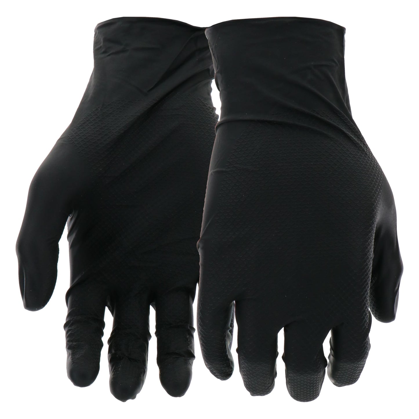 PIP Grippaz Skins 6 Mil Nitrile 9.5" Disposable Gloves 50-Pack, Fish Scale Grip, Chemical & Oil Resistant, Black, Medium (67-246/M)