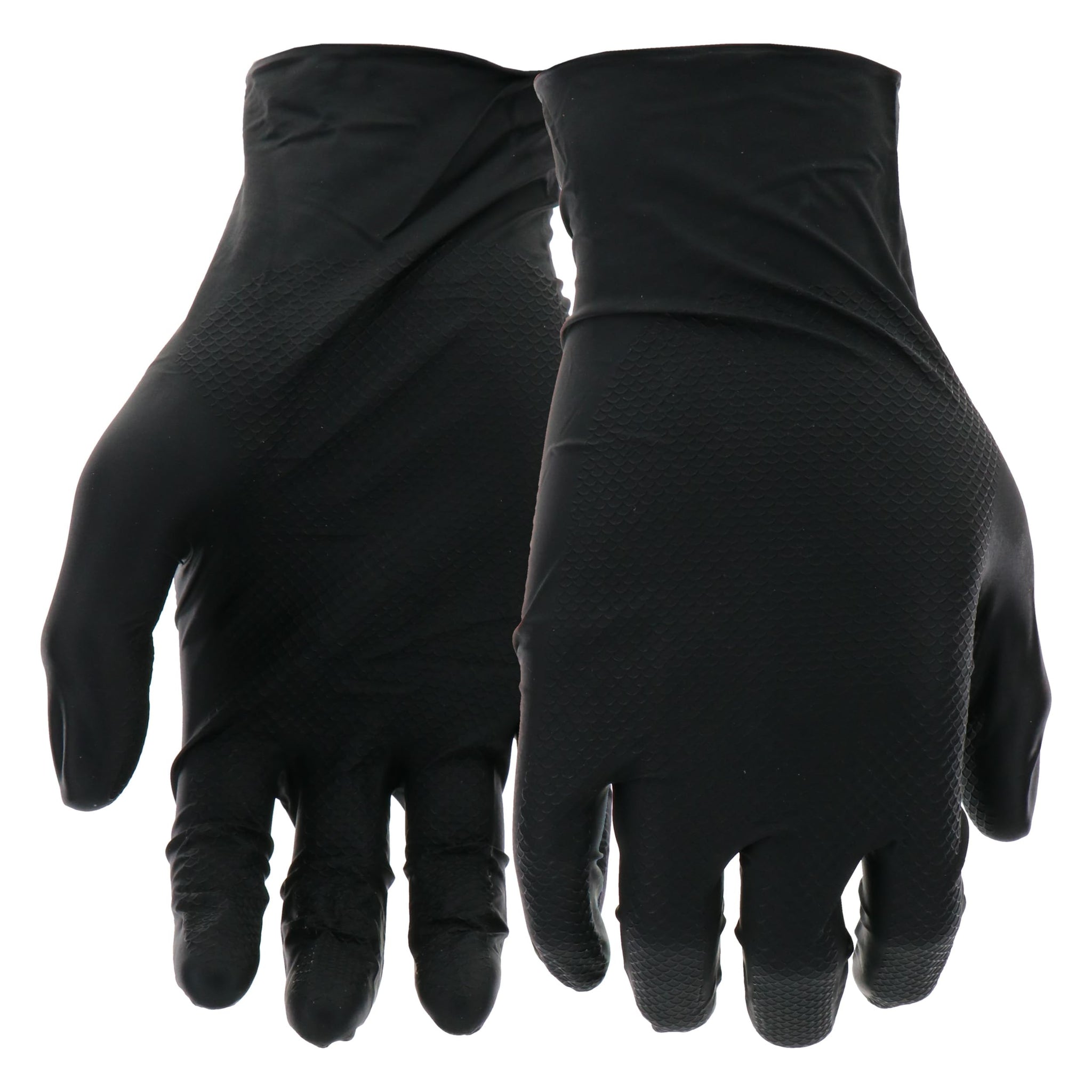 PIP Grippaz Skins 6 Mil Nitrile 9.5" Disposable Gloves 50-Pack, Fish Scale Grip, Chemical & Oil Resistant, Black, Medium (67-246/M)