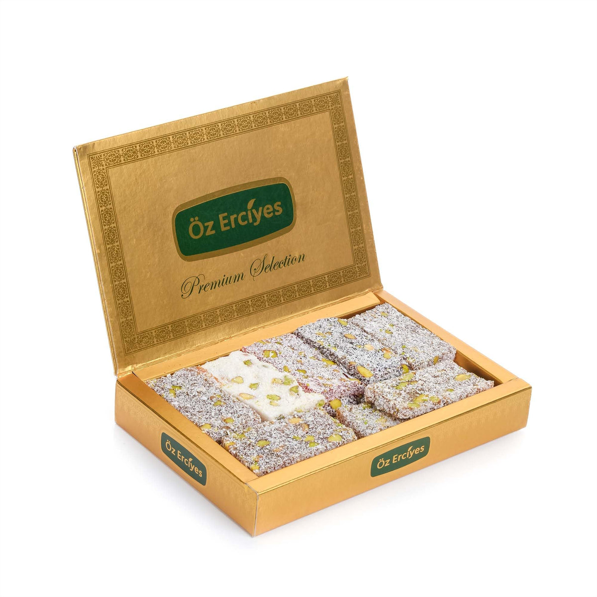 Cezerye Turkish Delight - Fig, Pomegranate, Carrot & Pistachio Lokum, Traditional Turkish Sweets, Healthy Arabic Candy Gift Box, 17.6 oz (500g)