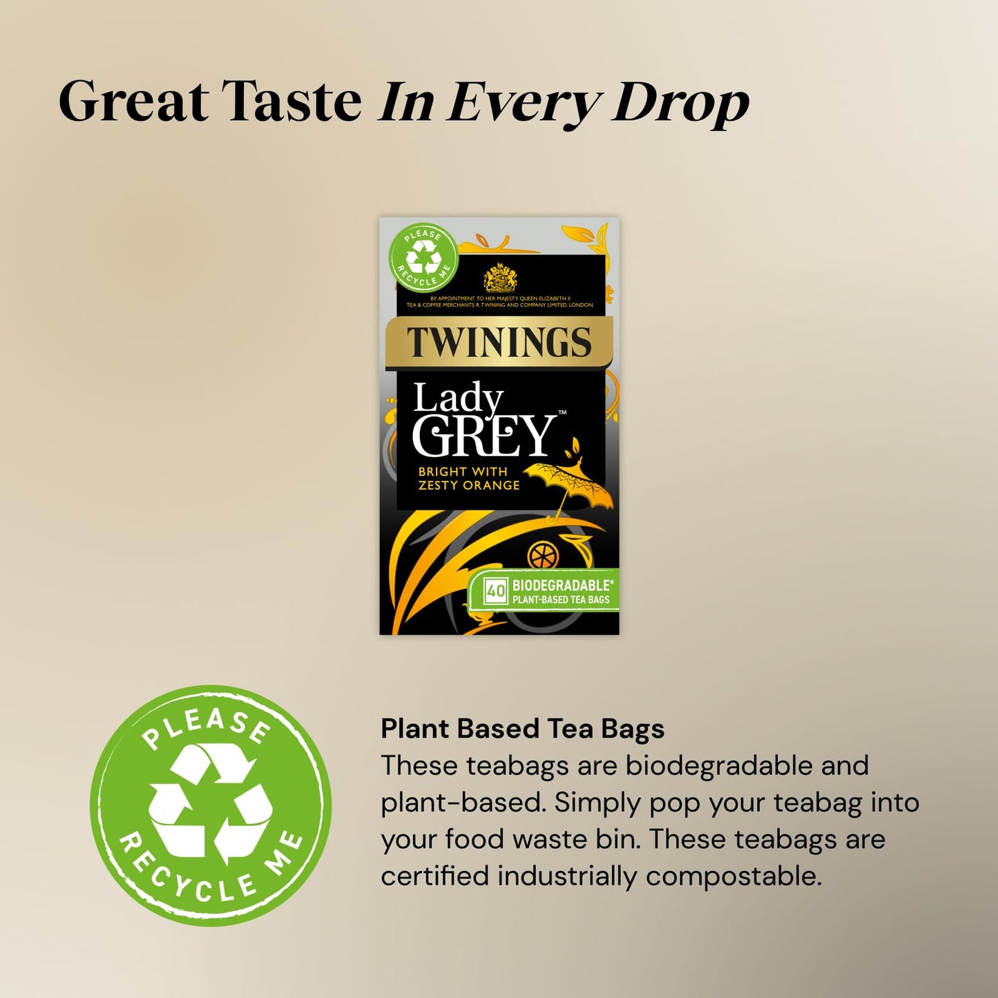 Twinings Lady Grey Tea | Bright & Refreshing Black Tea with Zesty Orange | 40 Biodegradable Tea Bags