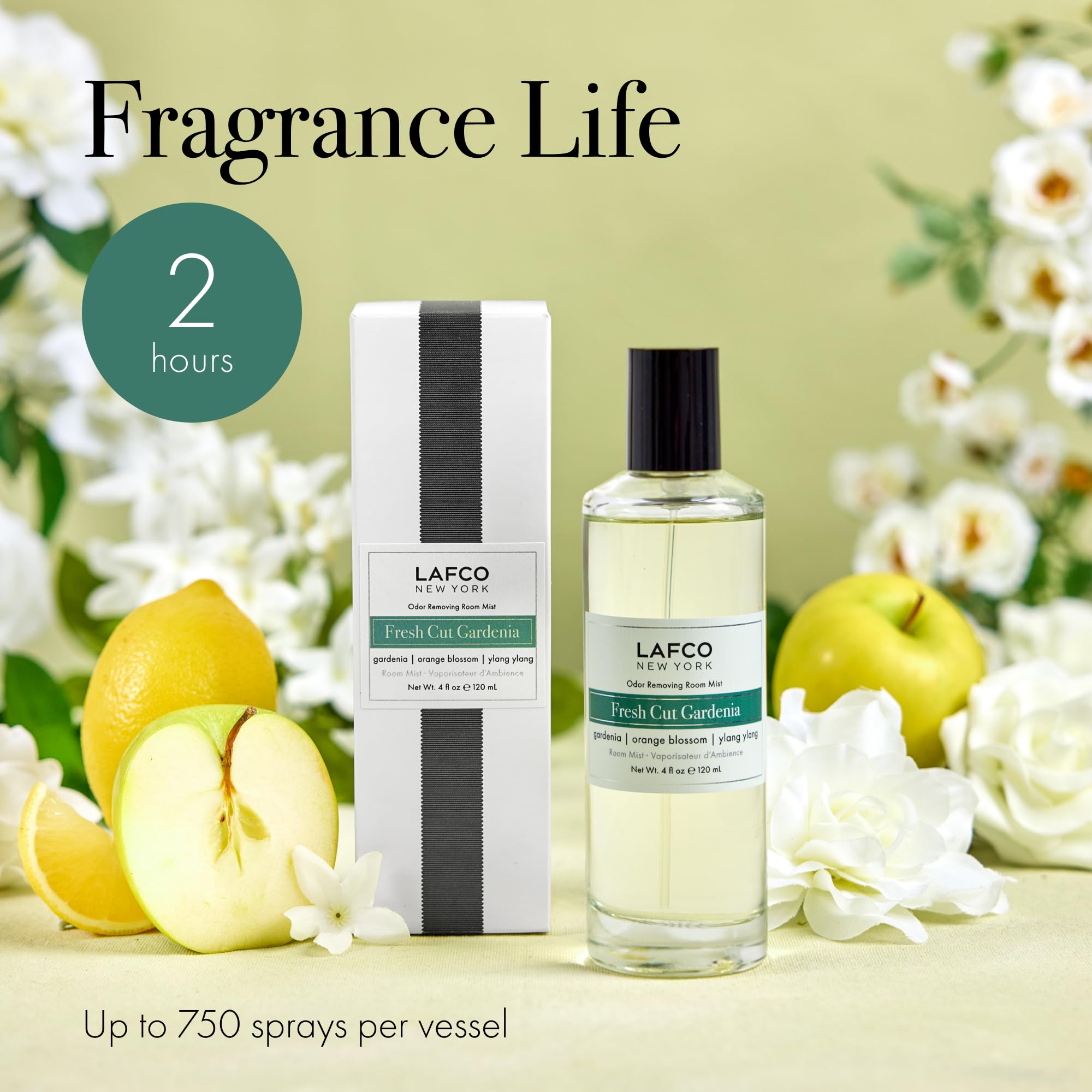 LAFCO New York Odor Removing Room Mist, Fresh Cut Gardenia - 4 oz - Eliminates Unpleasant Scents & Provides Luxurious Fragrance - Up to 750 Pump
