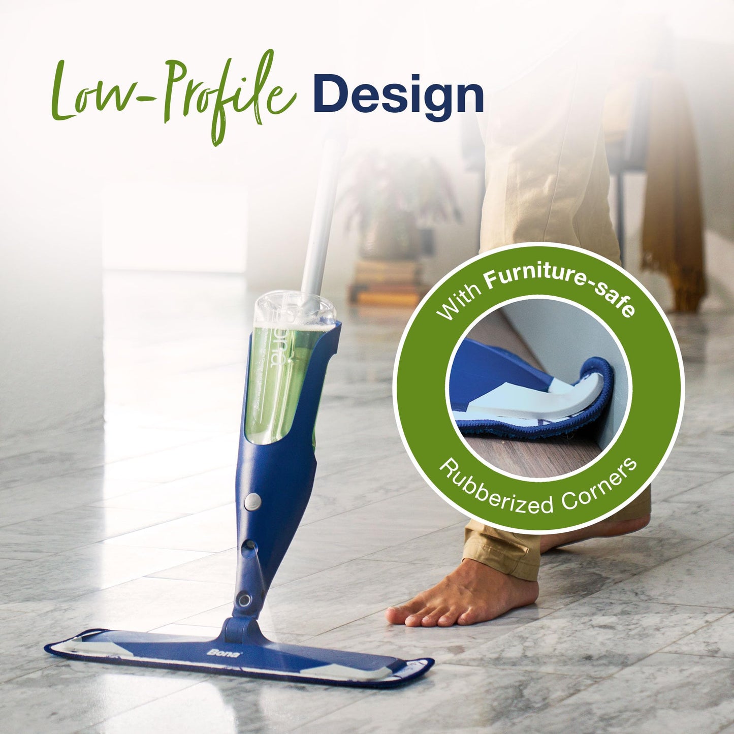 Bona Premium Motion Multi-Surface Floor Spray Mop - Includes Multi-Surface Floor Cleaning Solution and Machine Washable Microfiber Cleaning Pad