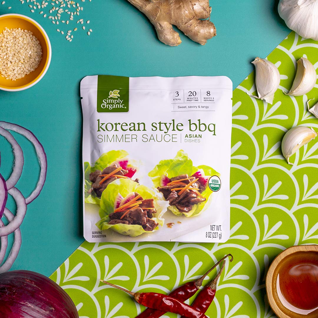 Simply Organic Korean BBQ Simmer Sauce, Certified Organic | 8 oz | Pack of 6