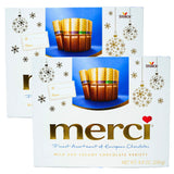 Needzo Merci Assorted Chocolate Holiday Boxes with Milk and Almond Flavored Chocolate Pieces, Set of 2, 8.8 Ounces Each