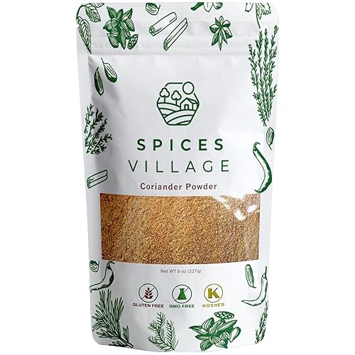 SPICES VILLAGE Coriander Powder, Ground Coriander Spice, 8 oz, Kosher Certified, All Natural Roasted Indian Spice for Seasoning and Cooking, Gluten
