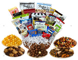 Handcrafted Gift Basket with Chocolates, Cookies, Snacks & Candy. Perfect for Birthdays, Sympathy, Holidays, Clients & Thank You Gifts (Premium