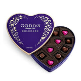 Godiva Goldmark Heart Chocolate Box, Dark Chocolates with Ganache, Elegant Gift Tin, 14 Pc