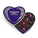Godiva Goldmark Heart Chocolate Box, Dark Chocolates with Ganache, Elegant Gift Tin, 14 Pc