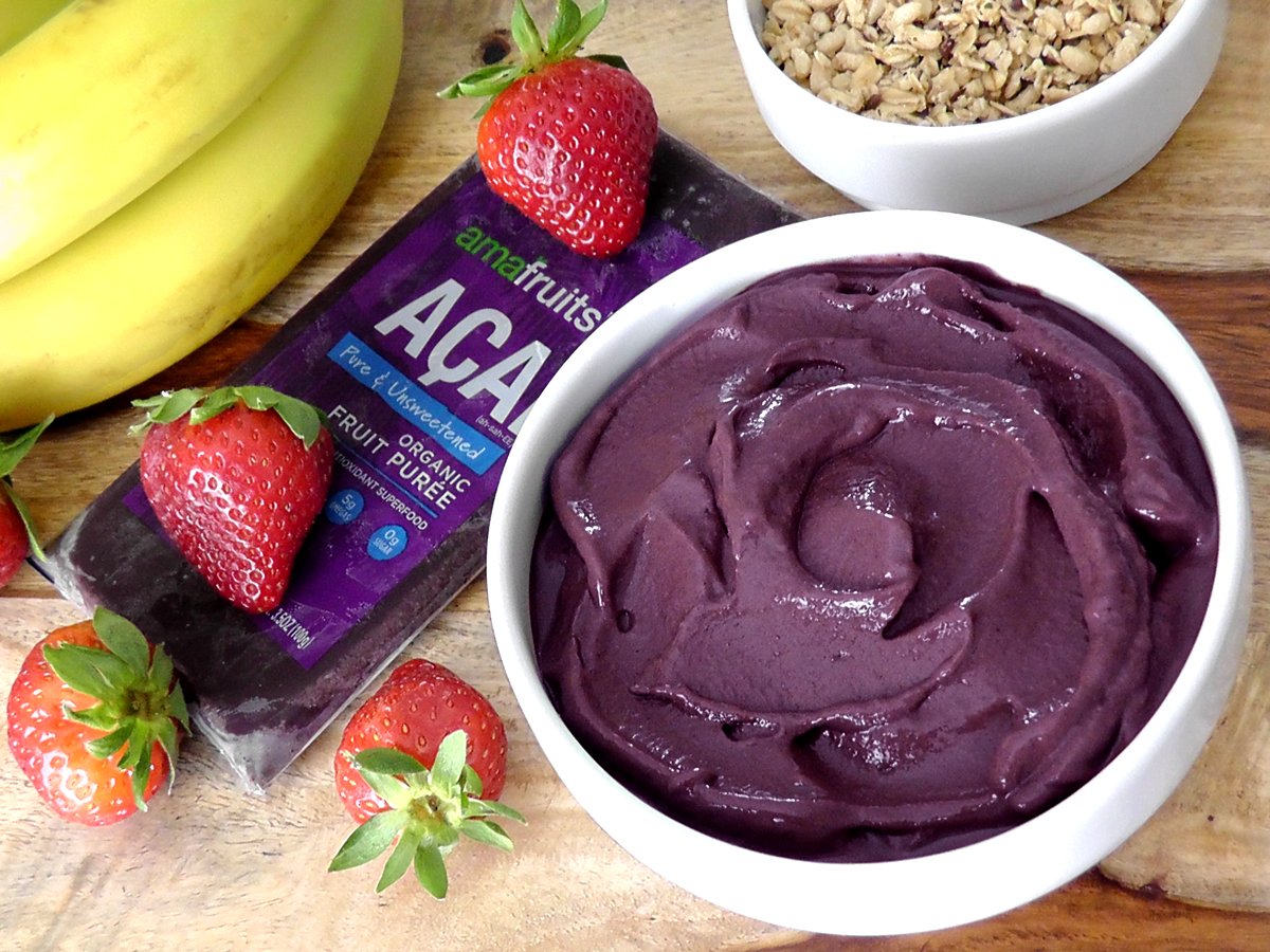 Amafruits Acai Berry Frozen Puree Pure and Unsweetened Smoothie and Bowl Packs | USDA Organic | Non-GMO Certified | Zero Sugar | Antioxidant Rich