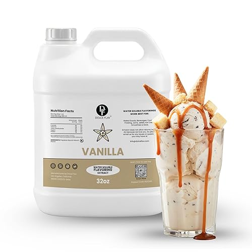 Dolce Flav Vanilla Extract 8 oz - Kosher, Sugar-Free, Concentrated Vanilla Flavoring for Baking, Cookies & Desserts, Includes Measured Dropper