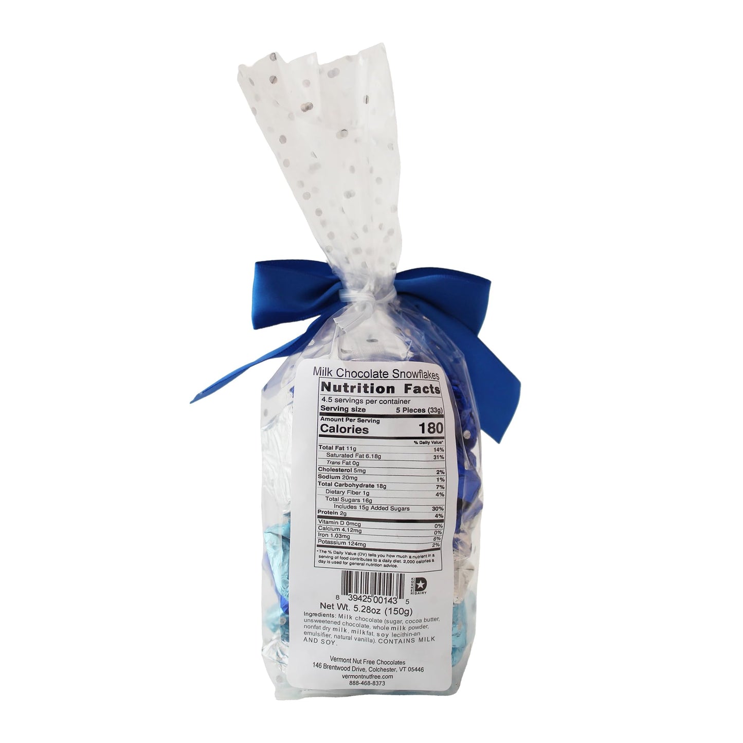 Vermont Nut Free Chocolates Holiday Chocolate Snowflakes (Milk Chocolate) 5 Ounces, Nut-Free, Egg-Free, Kosher