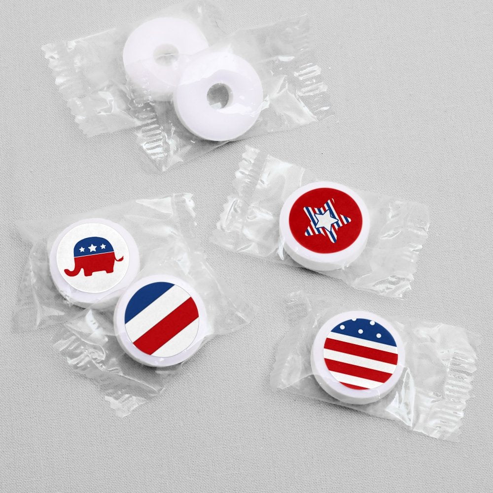 Big Dot of Happiness Election Republican - Political Election Party Round Candy Sticker Favors - Labels Fit Chocolate Candy (1 Sheet of 108)