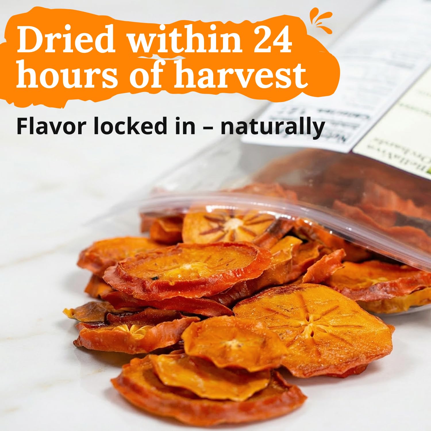 Bella Viva Dried Persimmons, 1.5 lb - California Dried, Upcycled Persimmon Slices - No Sugar Added, No Sulfites - Soft & Chewy Dry Persimmon Fruit