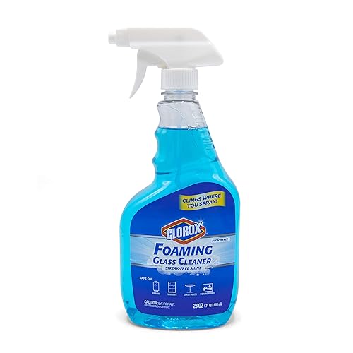 Clorox Foaming Glass Cleaner Trigger Spray, Streak Free No Drip Formula for Windows, Mirrors, and Glass Surfaces, All Purpose Household Cleaning Spray