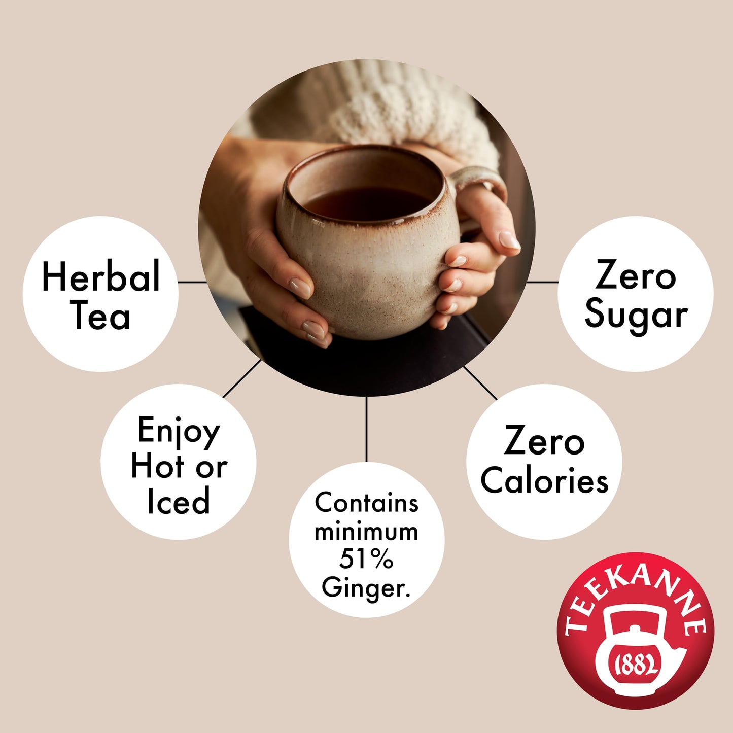 Teekanne Ginger Lemon Tea Caffeine Free Naturally Flavored Zesty Lemon & Spicy Ginger Herbal Tea with 20 Individually Wrapped Tea Bags Per Box