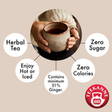 Teekanne Ginger Lemon Tea Caffeine Free Naturally Flavored Zesty Lemon & Spicy Ginger Herbal Tea with 20 Individually Wrapped Tea Bags Per Box