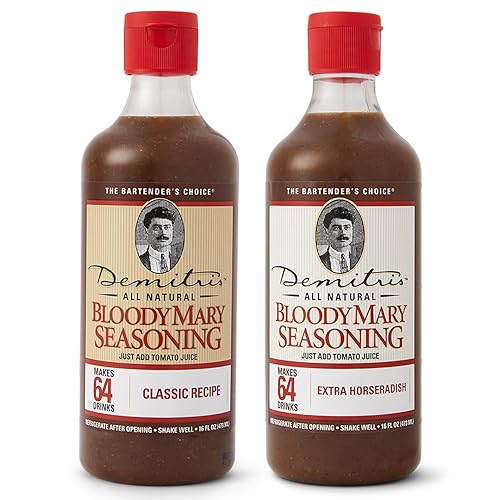 Demitri's Bloody Mary Seasoning Classic Recipe & Extra Horseradish Bundle, Concentrated Drink Mixers, Perfect for Home Brunch Parties & Cocktails, 16