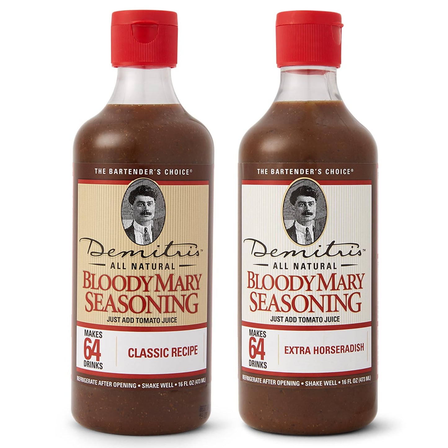 Demitri's Bloody Mary Seasoning Classic Recipe & Extra Horseradish Bundle, Concentrated Drink Mixers, Perfect for Home Brunch Parties & Cocktails, 16