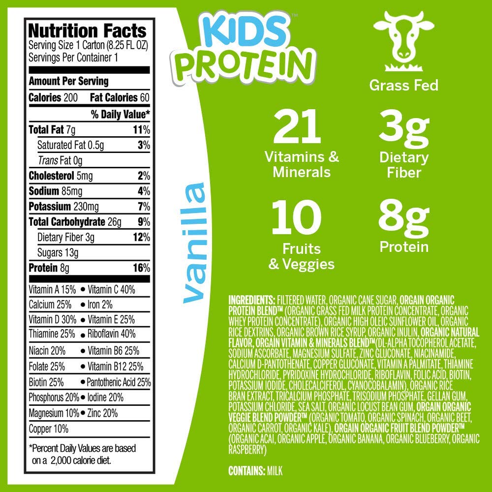 Orgain Organic Nutrition Shake - Vanilla Kids - 8.25 fl oz - Case of 12 Toys Christmas Gift12