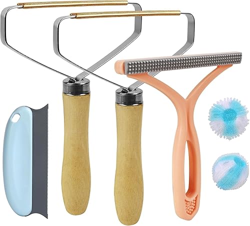 Pet Hair Removal Tool: 6 Pcs Dog Cat Hair Remover - Reusable Pet Hair Remover with Laundry Pet Hair Catcher - Portable Carpet Rake Scraper Fur Removal