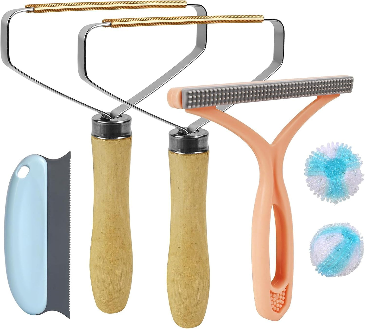 Pet Hair Removal Tool: 6 Pcs Dog Cat Hair Remover - Reusable Pet Hair Remover with Laundry Pet Hair Catcher - Portable Carpet Rake Scraper Fur Removal