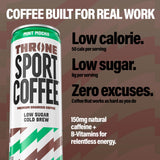 Throne Sport Coffee Cold Brew - Low Sugar. 150mg Natural Caffeine and B Vitamins - Dairy-Free, Low Calorie -Premium Arabica, NSF Certified Active
