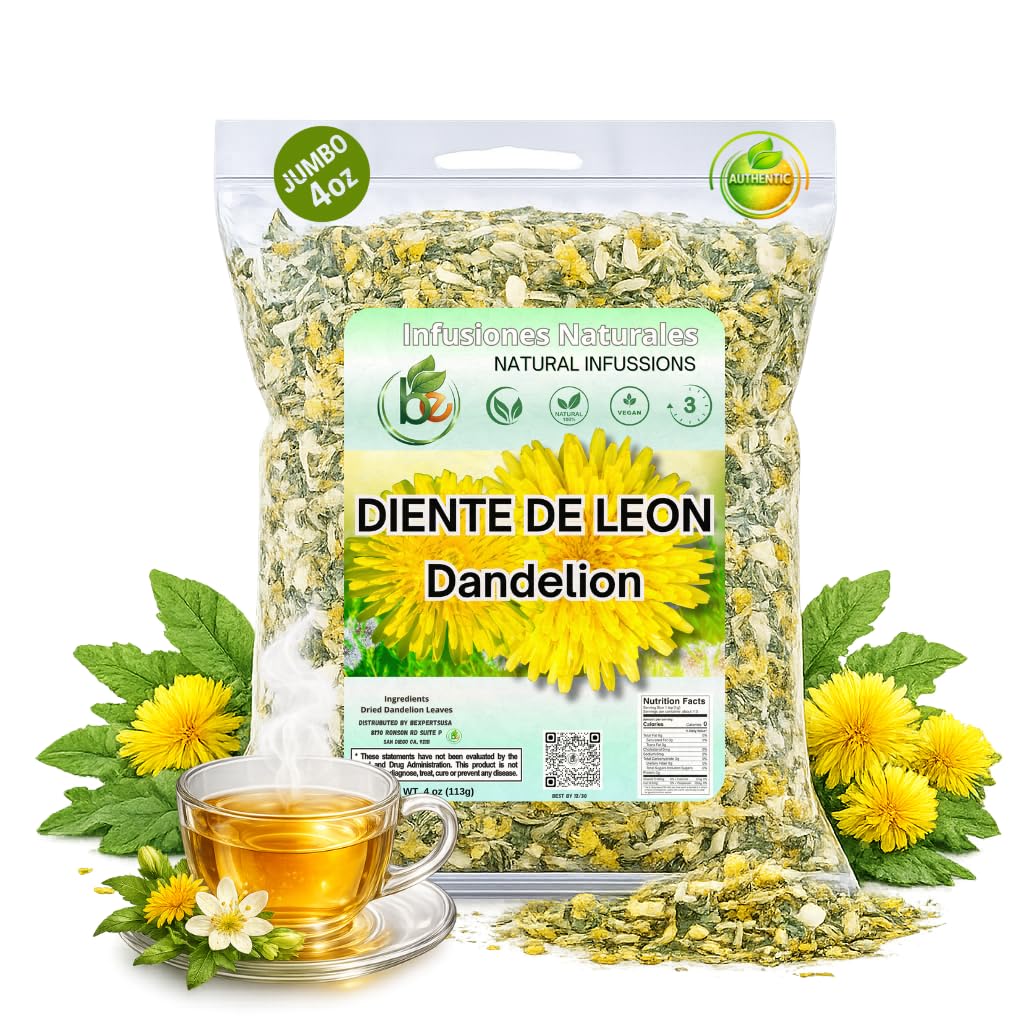 Diente de León Herbal Tea - Dandelion Loose Leaf - 4 oz (113 g) - 100% Natural, Vegan, Non-GMO, Caffeine-Free - Traditional Herbal Infusion - by