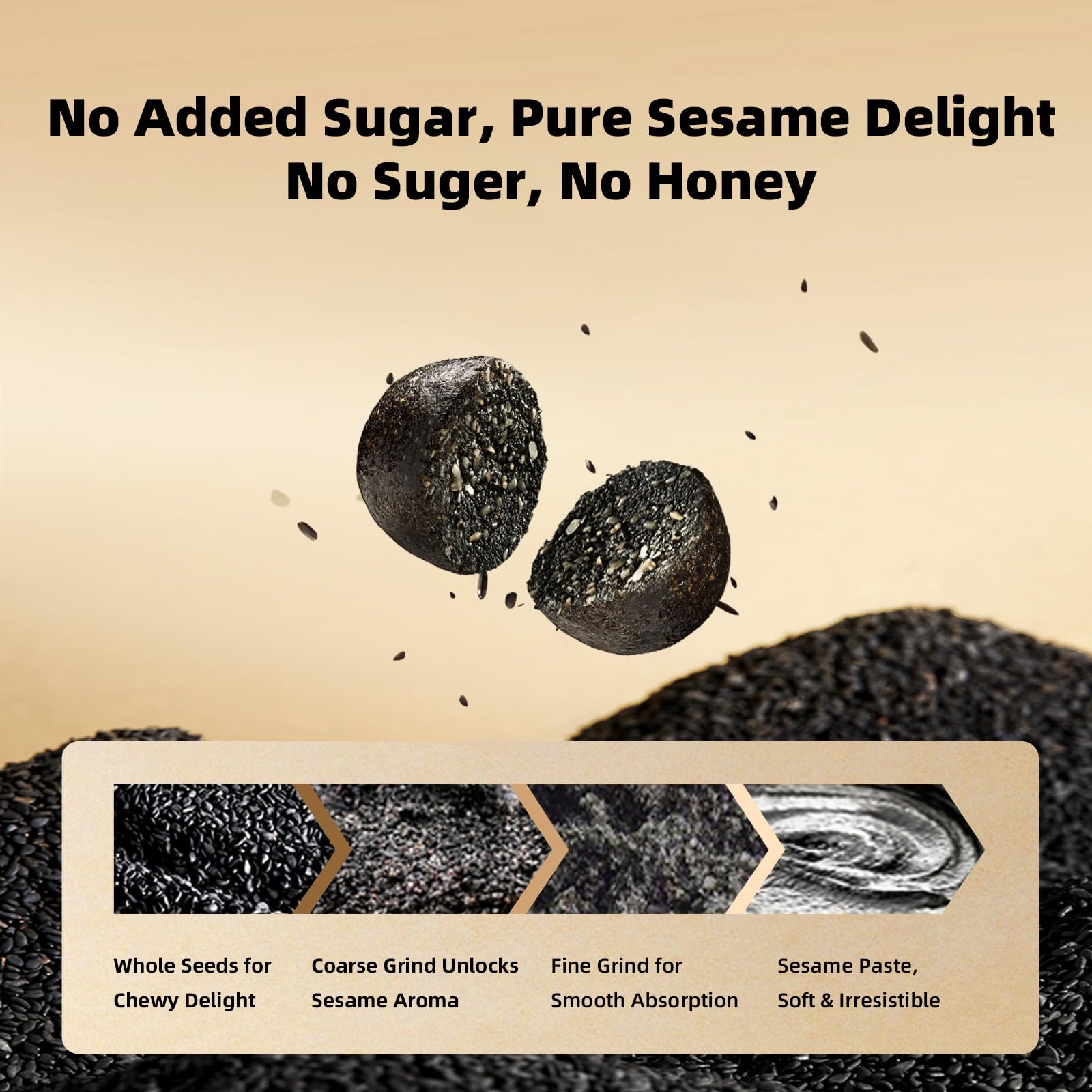 I WUGU 2 Pack Sugar-Free Black Sesame Balls, Total 216g/7.6oz, Supports Daily Nutrition & Natural Energy, Sesame Snacks, No Artificial Additives