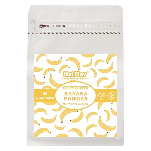 Nat Flav Freeze-Dried Banana Powder | 10.5oz 300g | 100% Natural Fruit | No Sugar & Additives | Non-GMO & Vegan Friendly | Flavoring Powder | Freeze
