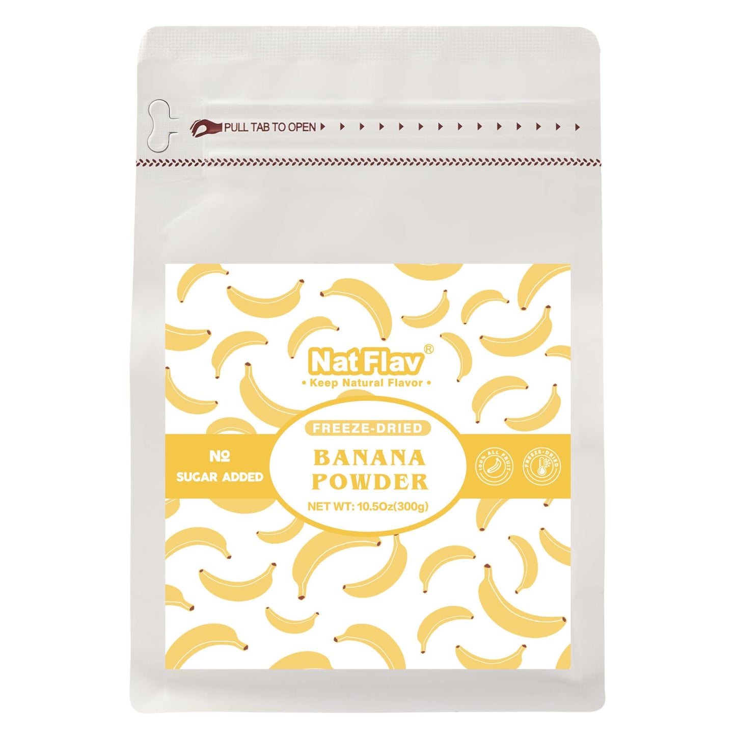 Nat Flav Freeze-Dried Banana Powder | 10.5oz 300g | 100% Natural Fruit | No Sugar & Additives | Non-GMO & Vegan Friendly | Flavoring Powder | Freeze