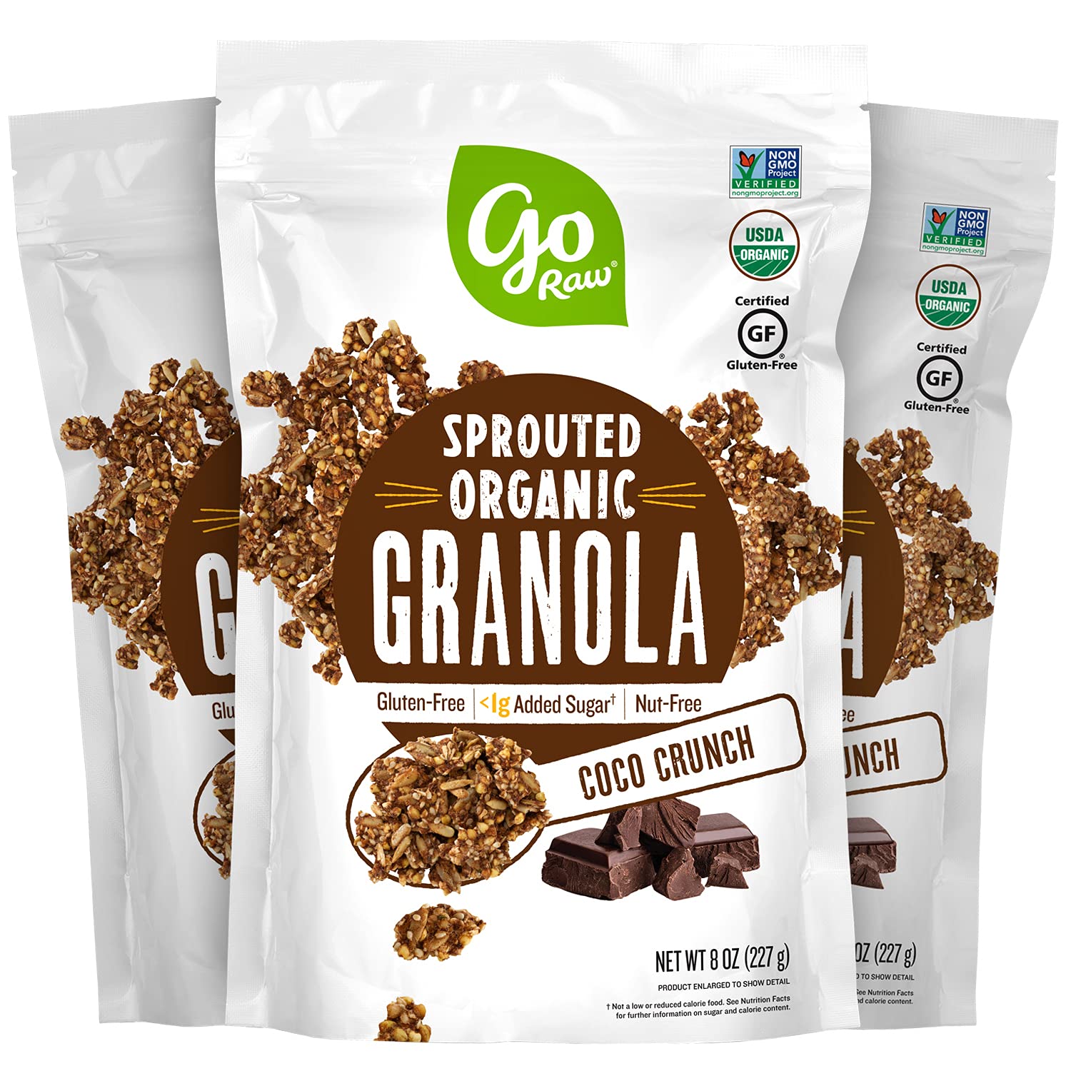 go Raw Sprouted Organic Granola, Coco Crunch, Vegan, Gluten Free, Nut Free, Healthy Breakfast Cereal with Superseeds, Non-GMO, <1g Added Sugar, 4g