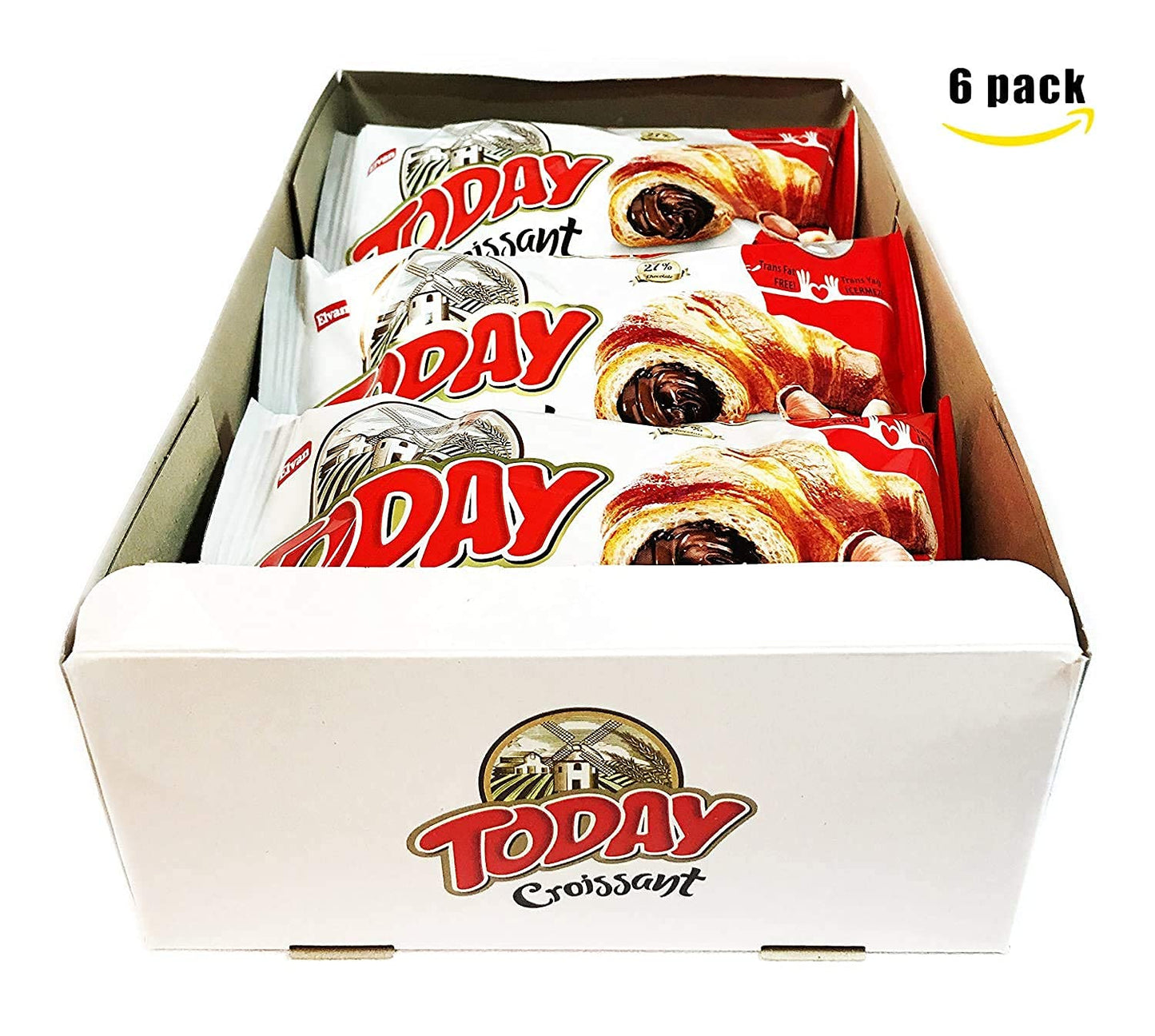 Elvan Today Chocolate & Vanilla Croissants (Pack of 6) | Individually Wrapped, Buttery Soft Croissant, Ready to eat Breakfast Pastry, or Lunchbox