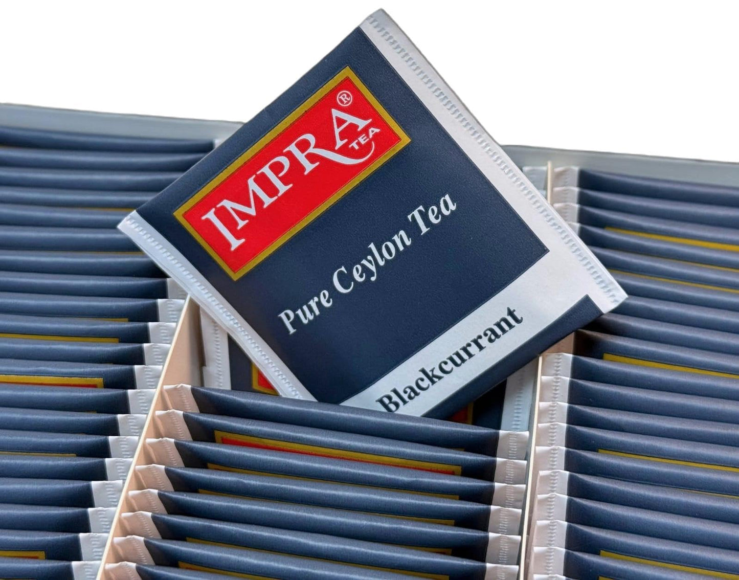 Impra Blackcurrant Flavored Ceylon Black Tea - 100 Individually Wrapped Foil Enveloped Tea Bags - Authentic Ceylon Origin - Fruity Aroma (Pack of 2)