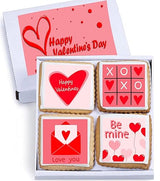 Happy Valentines Day Cookies Gift Basket, Decorated Vanilla Sugar Cookie Greeting Card, Unique Cool Food Gift Box, For Him, Her, Boy, Girl